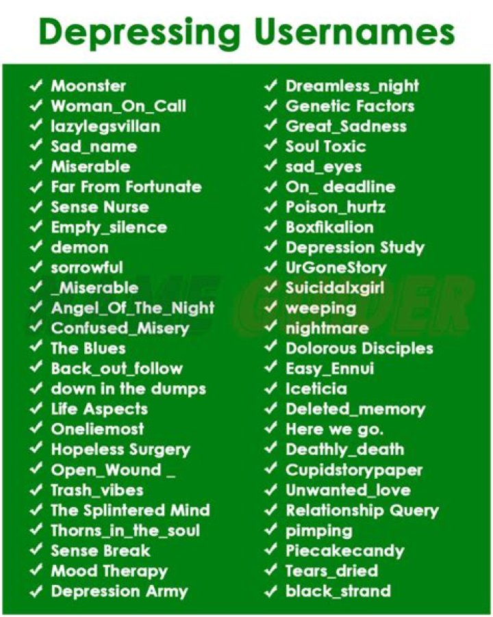700 Depressing Usernames Ideas and Suggestions to Inspire You