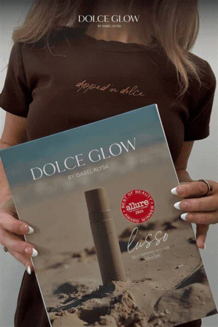 A Dolce Glow spray tan bottle