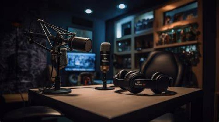 A microphone in a dark room