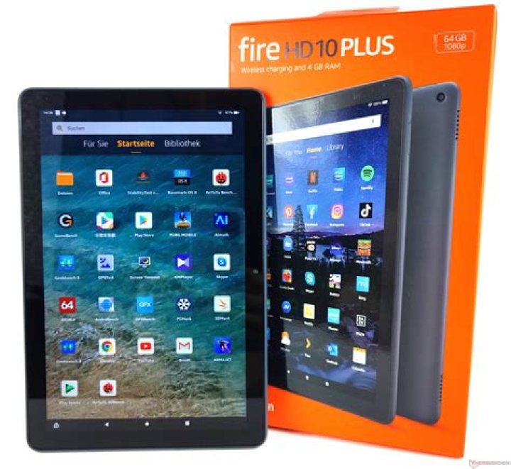 Amazon Fire HD 10 Plus on coffee table