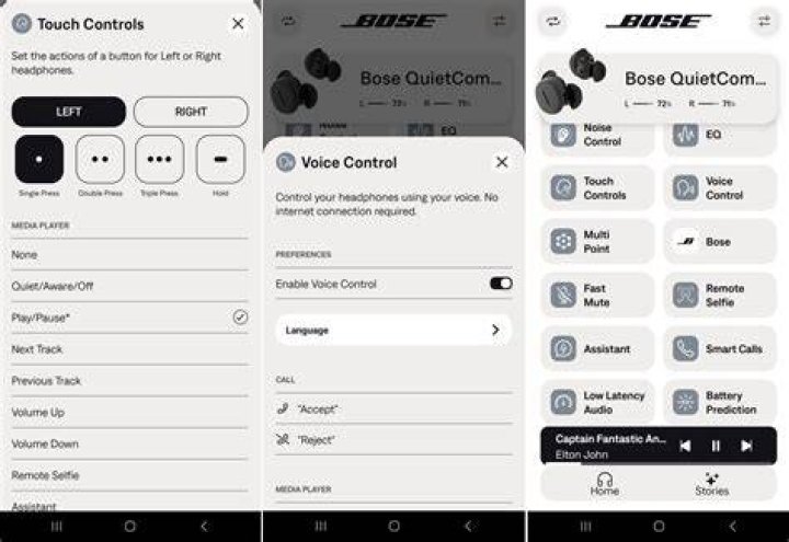 Bose app showing active Bluetooth connections