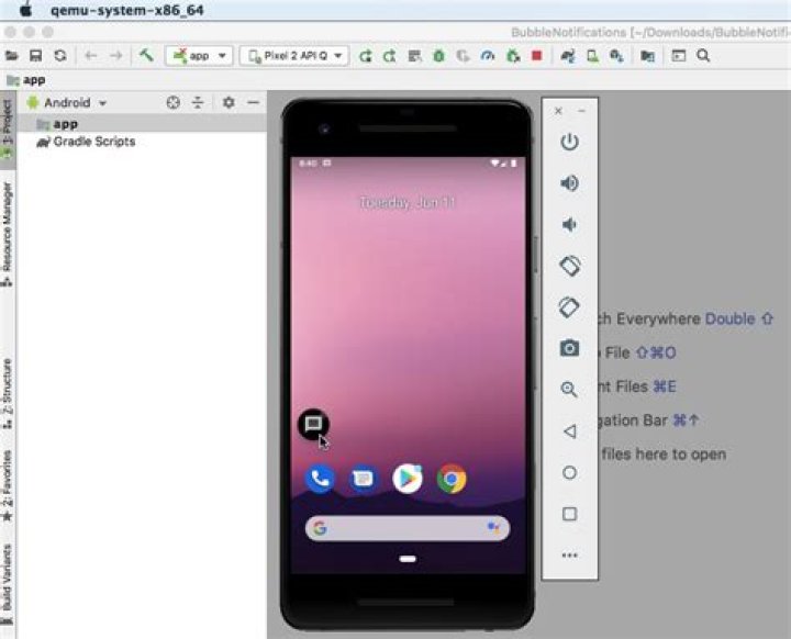 Bubble notifications appear as collapsed icons in their default state