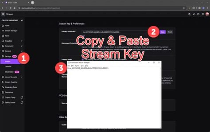 copy your stream key