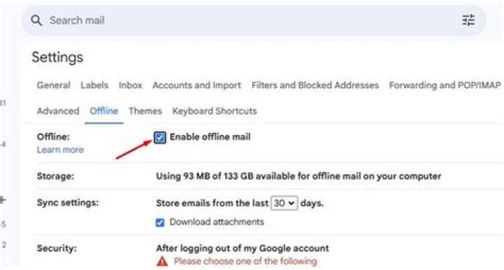 Gmail offline mode