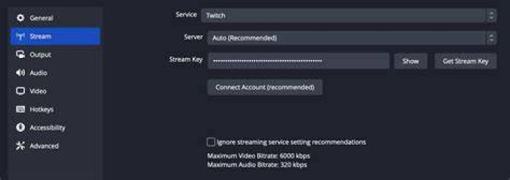 go to stream settings