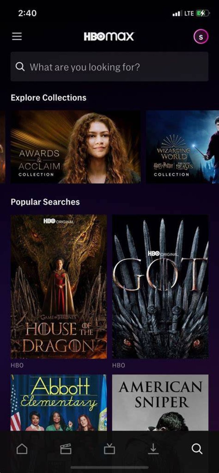 HBO Max screenshot 2022