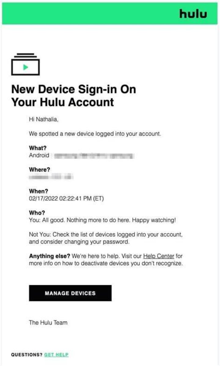hulu email notification hulu email notification