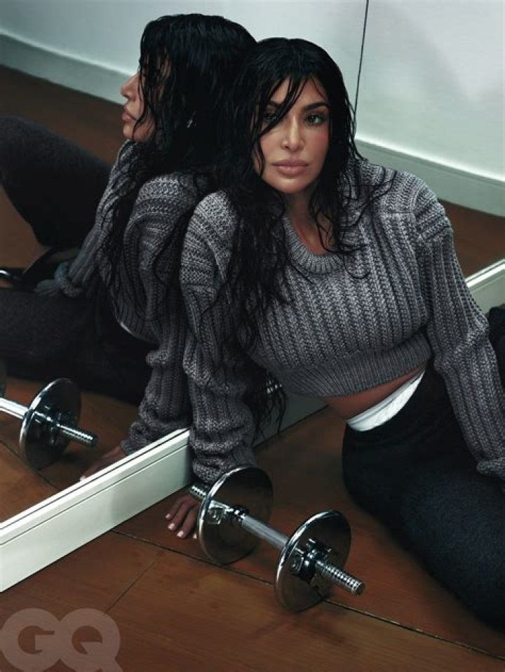 Kardashian posing in a bikini.