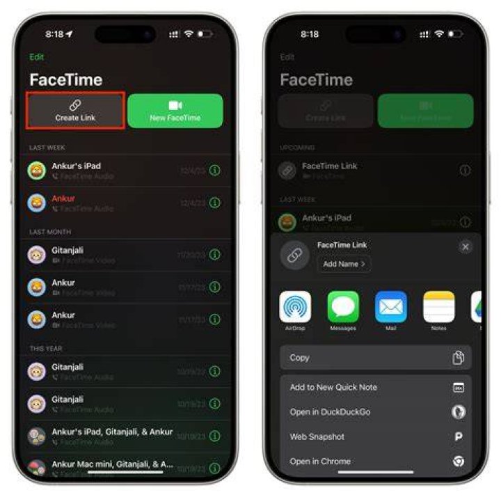 macos facetime copy link