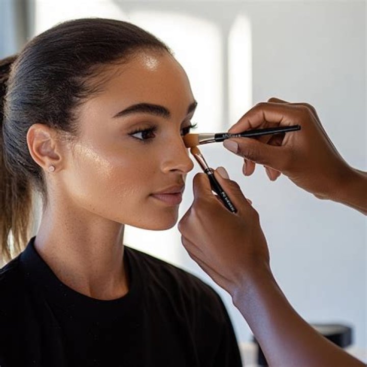 Makeup artist applying foundation