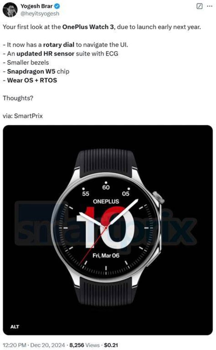 OnePlus Watch Leaked Render