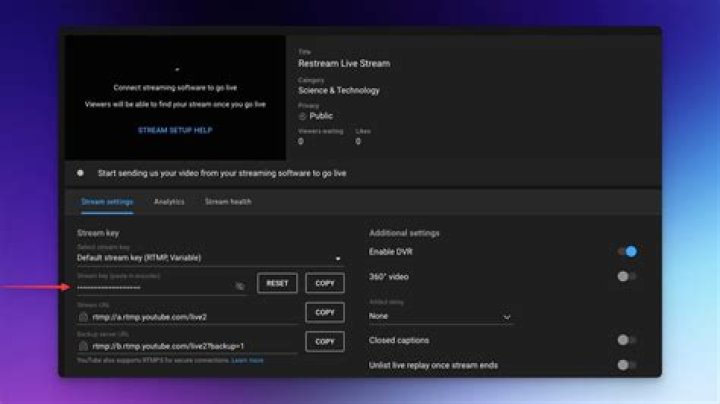 paste your YouTube Stream key here