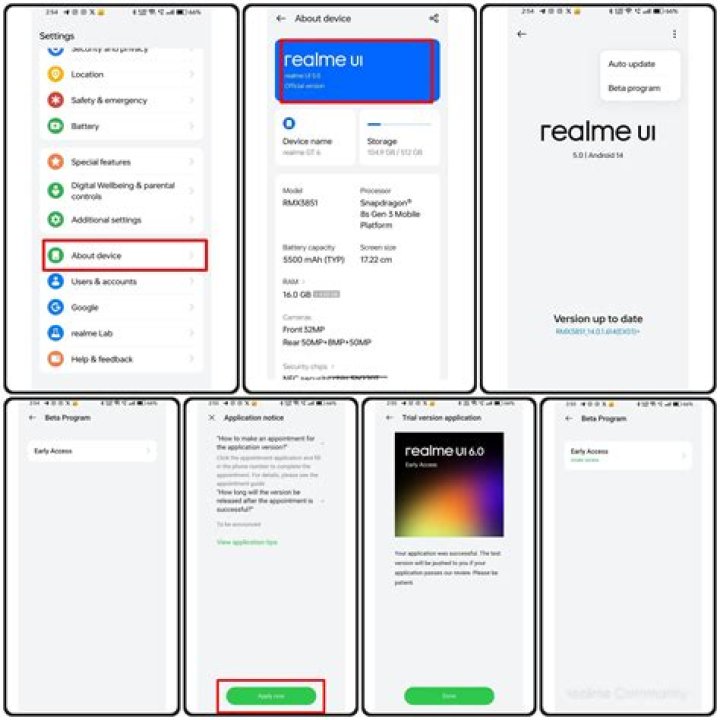 Realme 6 Pro about page and display on