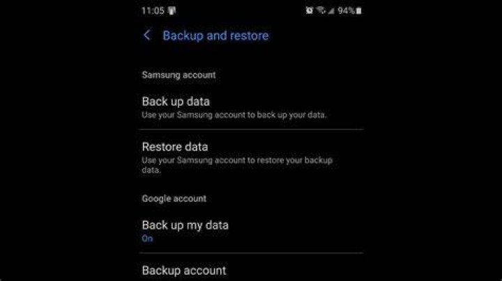 Samsung data backup screenshot