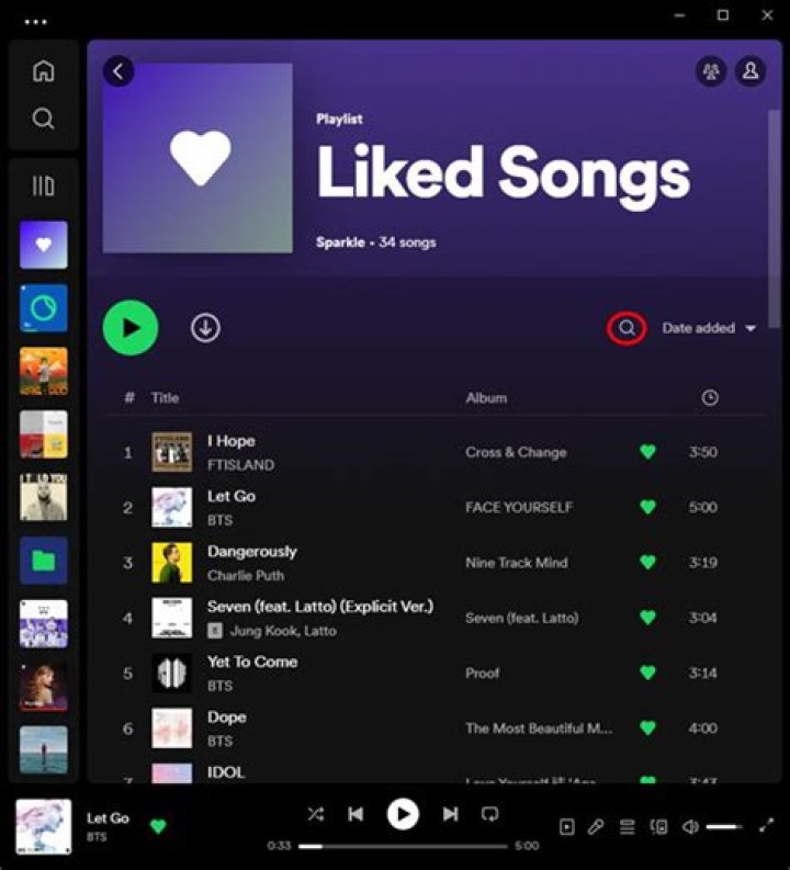 search tab spotify