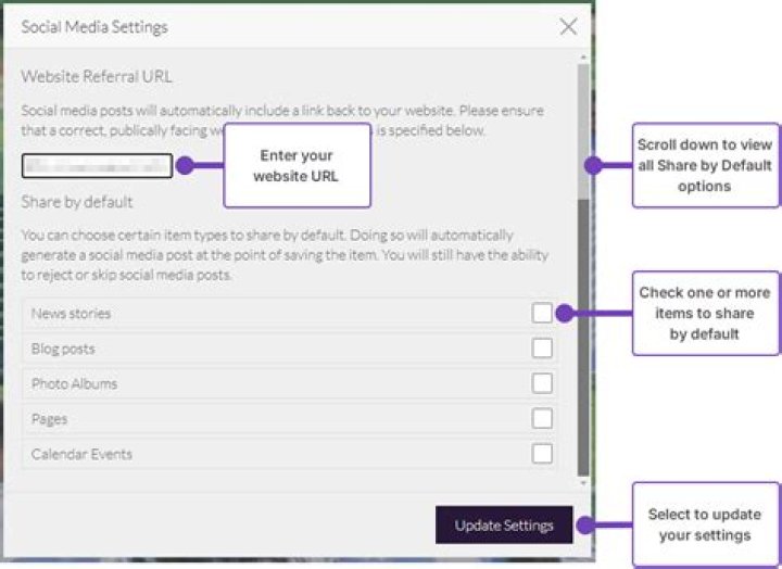 set up facebook page select template