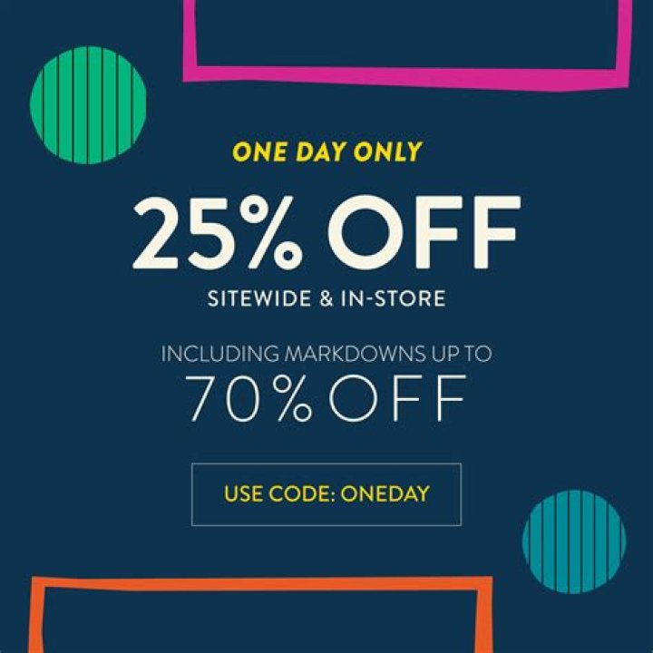 Shop 25% Off Sitewide Right Now