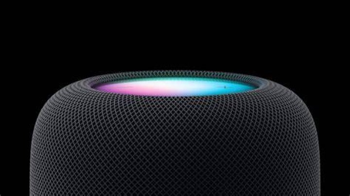 Apple HomePod Mini space gray Siri lighting up a HomePod mini