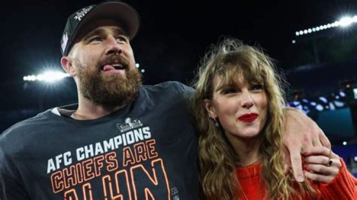 Travis Kelce and Taylor Swift side by side