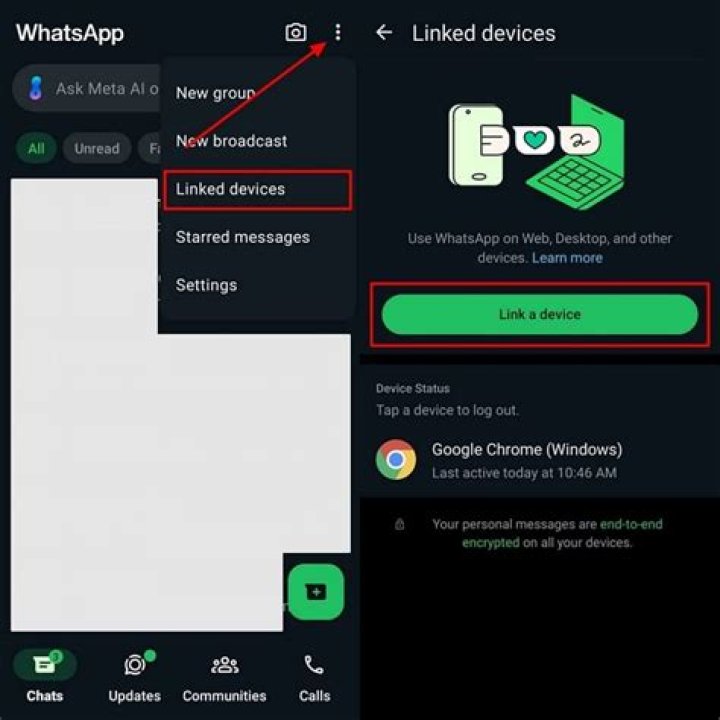 whatsapp mobile link a device