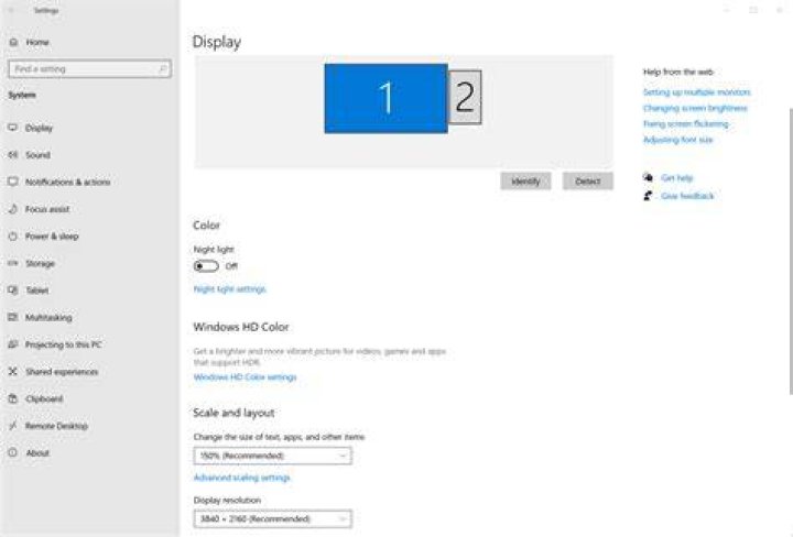 Windows 10 Display settings