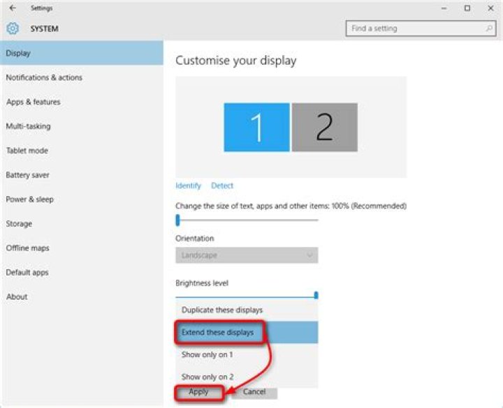 Windows 10 multiple Displays